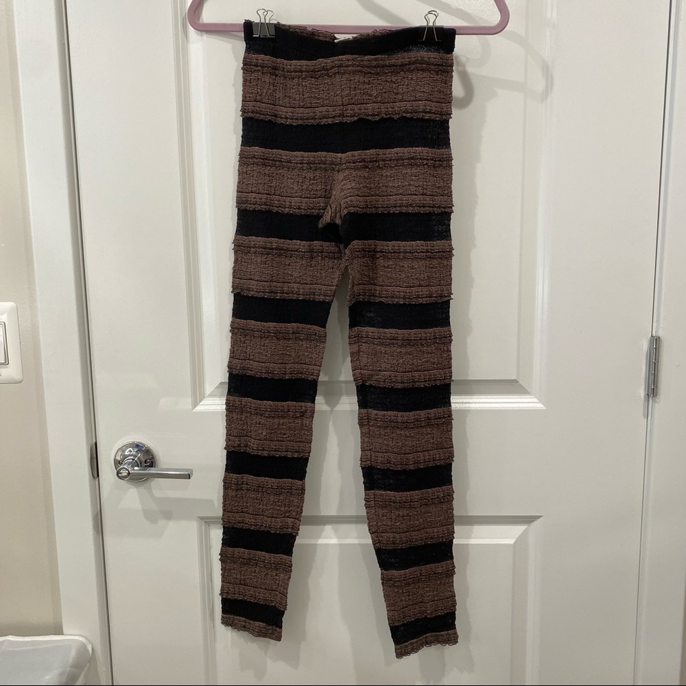 Free People - Lace Ruffle Leggings - Tan and Black - Size XS